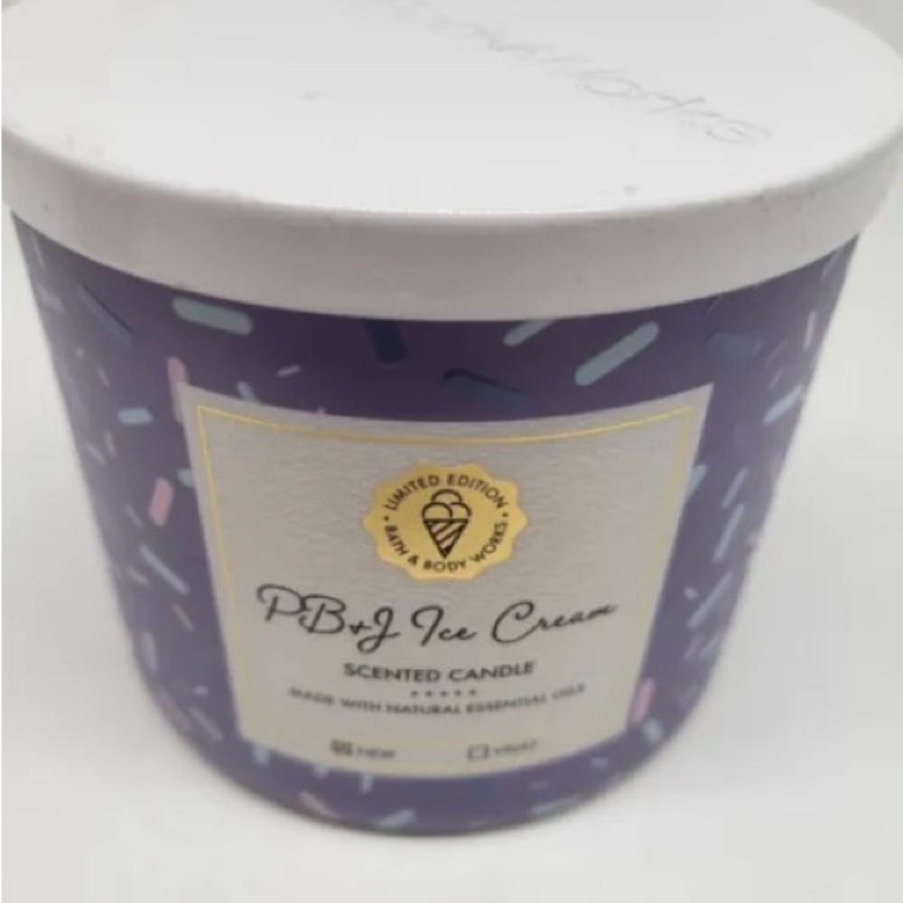 Bath & Body Works PB&J Ice Cream 3-wick candle Limited Edition *Sold out at BBW* - Picture 3 of 10